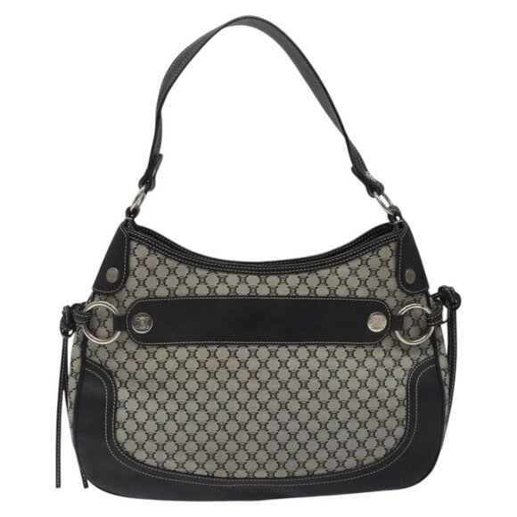 CELINE Macadam Canvas Shoulder Bag Gray Silver Authentic - Picture 2 of 15